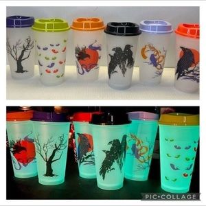NEW Starbucks Halloween 2022 Box Set of 6 Glow in the Dark Grande Hot Drink Cups